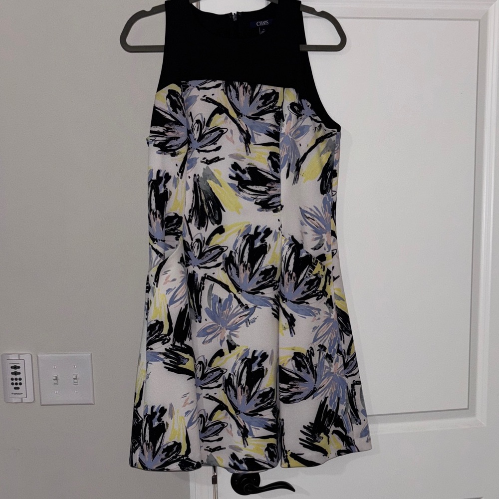 Chaps Women's Mini Dress - Black, Yellow, Blue Floral
